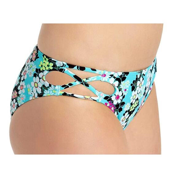California Waves Womens Floral Strappy Swim Bottom ONLY NWT - Picture 2 of 4